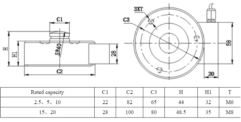 Bản vẽ cấu tạo chi tiết loadcell YBSC Keli